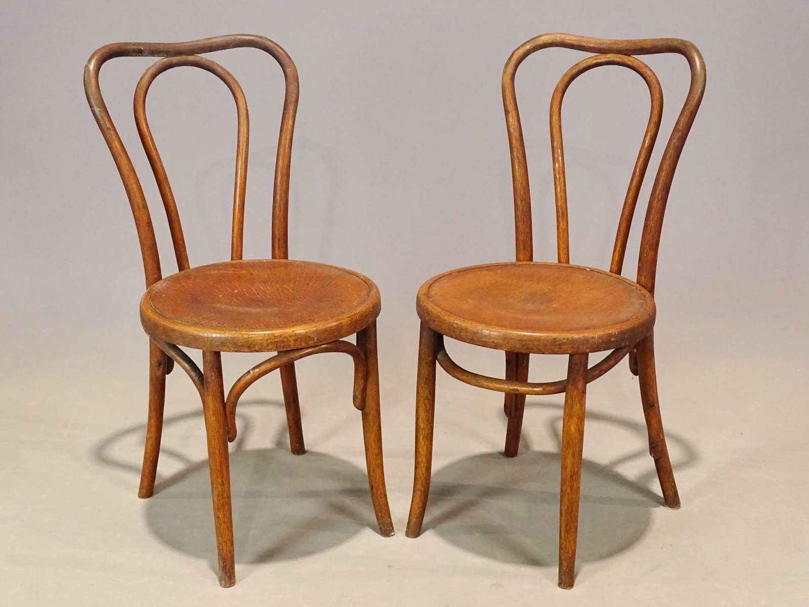Pair Fischel Bentwood Chair: Pair of early bentwood chairs labeled Fischel. 18" seat Ht., 34" overall Ht..