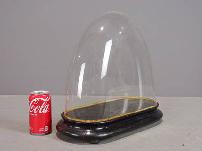 Victorian Glass Dome: Victorian glass dome on wood base. 15" x 6" x 15".