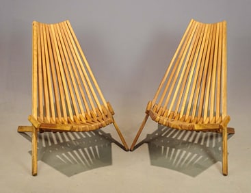 Pair Teak Folding Chairs