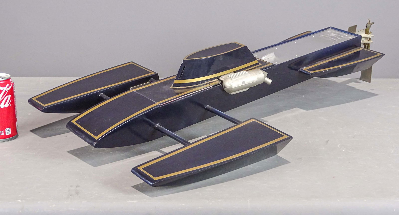 Boat Model: Futuristic boat model. 34" x 19" x 5 1/2" Ht..