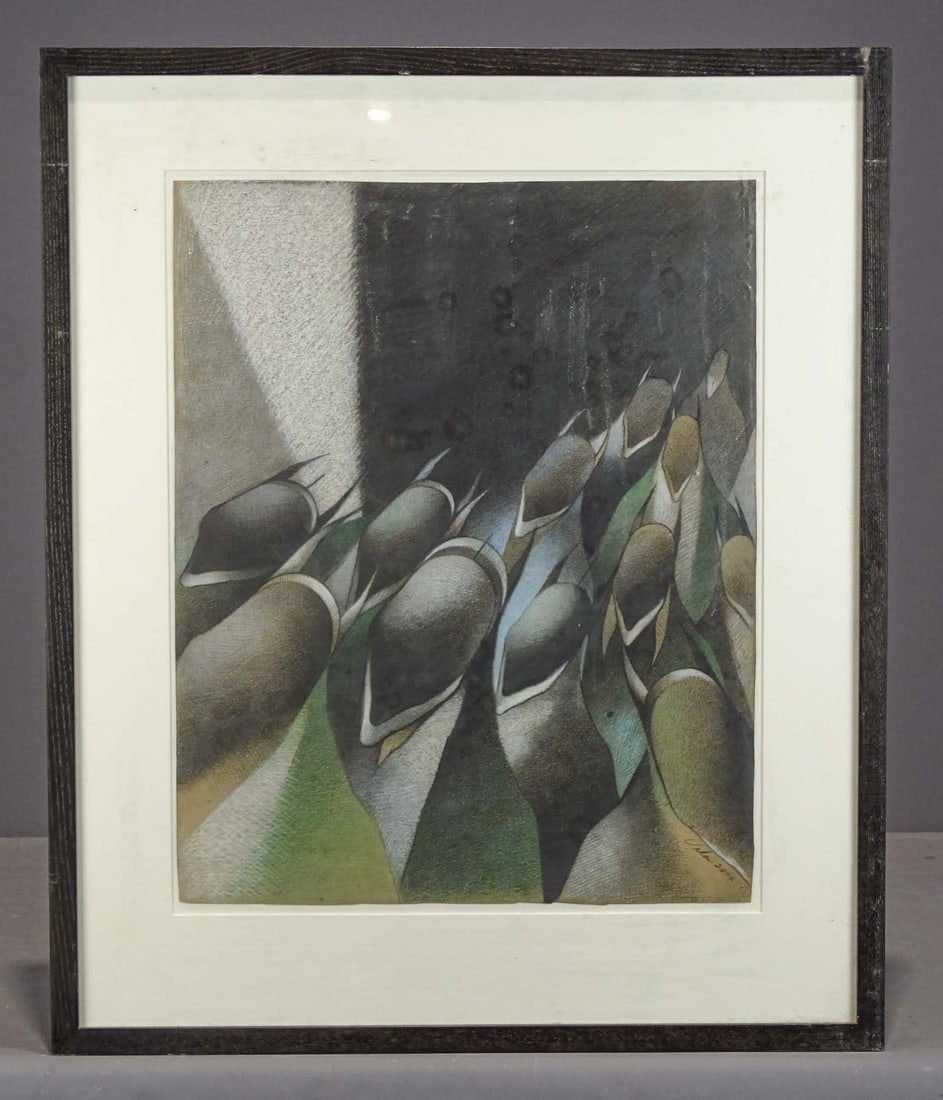 Painting: Abstract: Painting: Abstract, pastel, 20" x 16", overall 27 1/2" x 23".