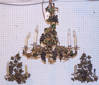 Grape Pattern Metal Chandelier Lot