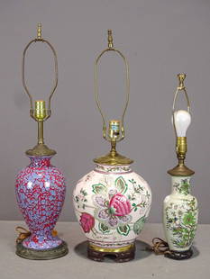Lamp Lot: Lot (3) ceramic table lamps. Tallest 29" Ht..