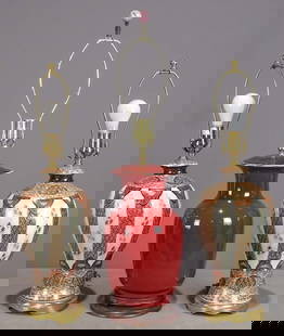 Table Lamps: Lot (3) ceramic table lamps. Tallest 32" Ht..