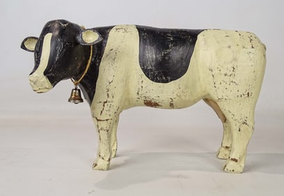 Folk Art Wooden Cow