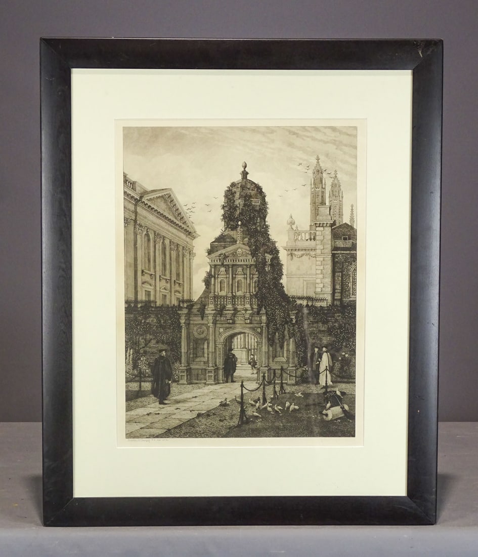 Etching of Cambridge University by Burgess (1 of 7)