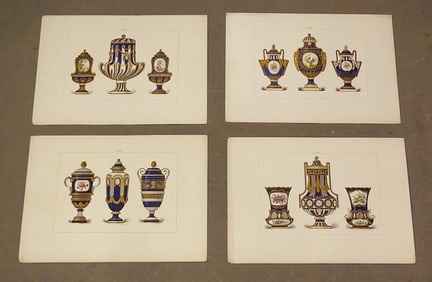 Sevres Porcelain Antique Print Set (4)