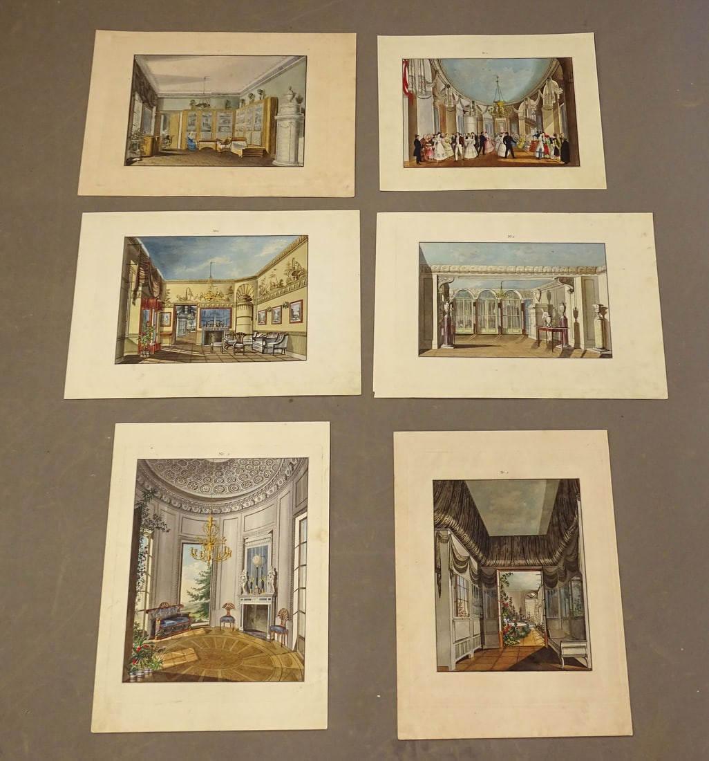 Interiors Antique Print Set (6) (1 of 8)