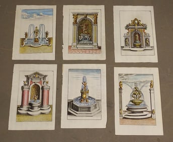 Fountains Antique Print Set (6)