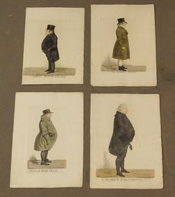 British Gentlemen Antique Print Set (4)