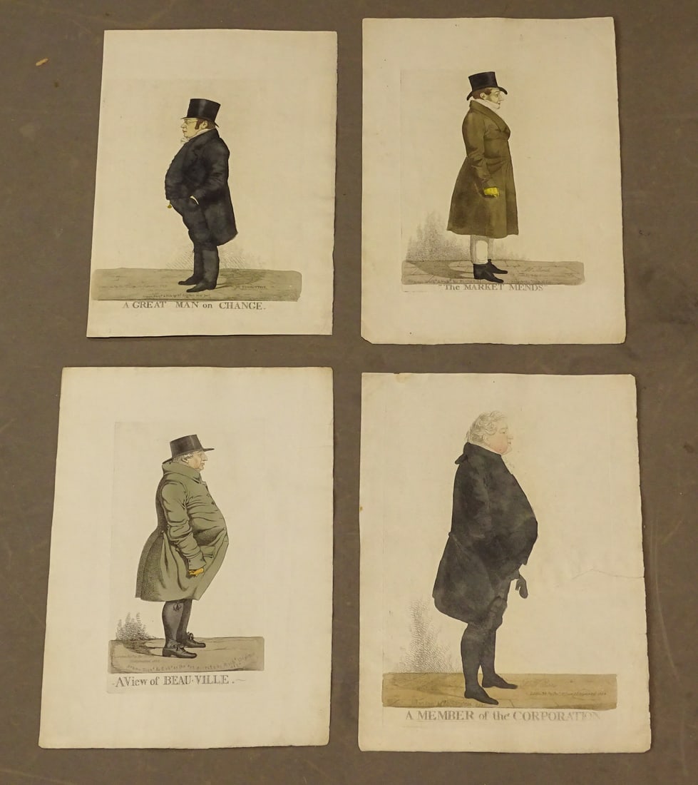 British Gentlemen Antique Print Set (4) (1 of 6)