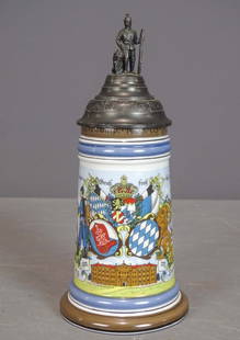 German Stein: German Regimental porcelain stein.