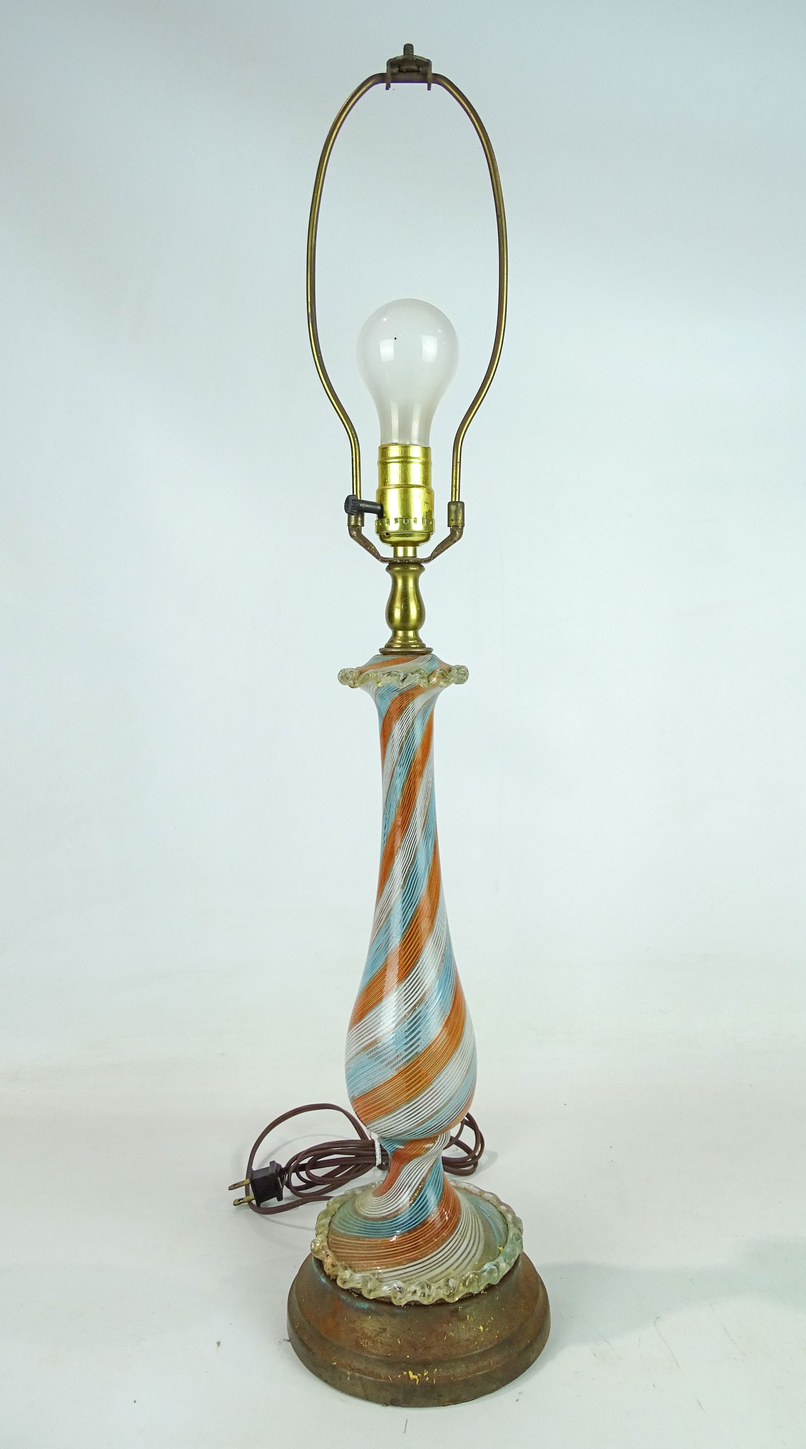 Murano Glass Lamp: Murano glass table lamp. 30" Ht..