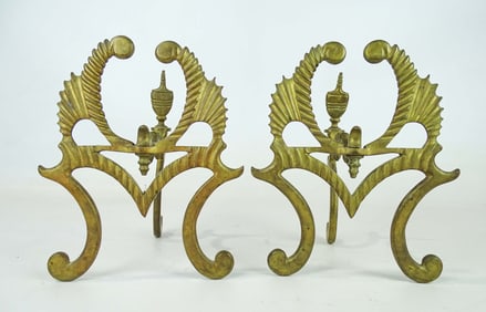 Pair Fancy Brass Andirons