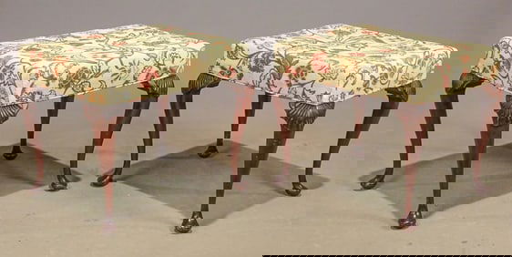 Pair Queen Anne Style Stools