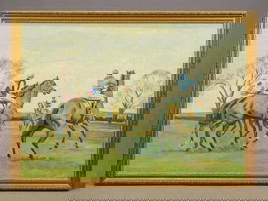 English School: Polo Players on Horseback
