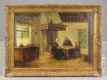 Painting: Continental School, Interior Scene
