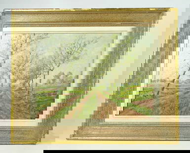 Paul Bager (20th Century): Painting: Paul Bager (20th Century), landscape, oil on panel. Signed LRC. 12" x 16", overall 17 1/2" x 21 1/2".