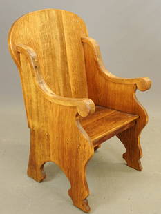Church Pew Chair: Oak Victorian Church pew chair. 26" x 22" x 43" Ht..