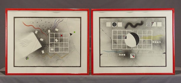 Pair Modernist School Watercolors