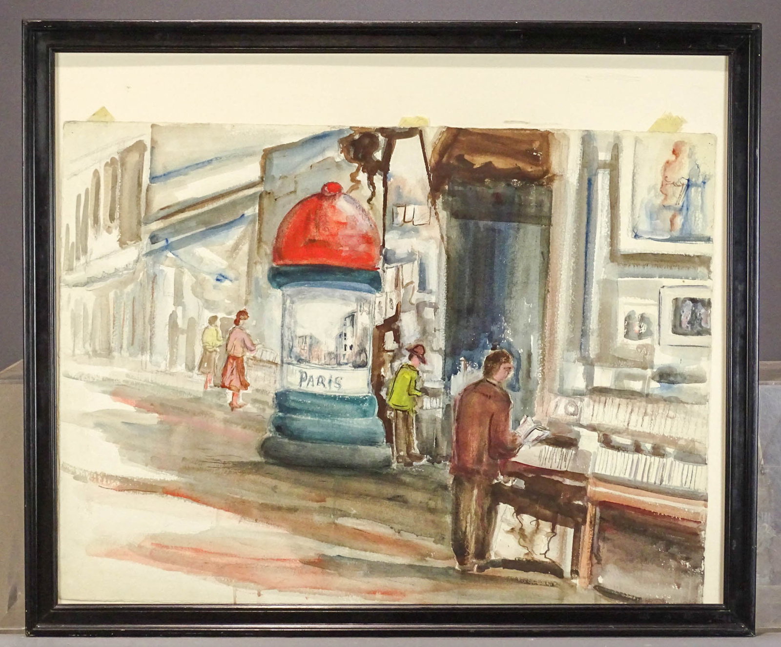 Irene Hodes Newman (1900-1982): Irene Hodes Newman (1900-1982), Paris street scene. 22" x 30, overall 28 1/2" x 34".