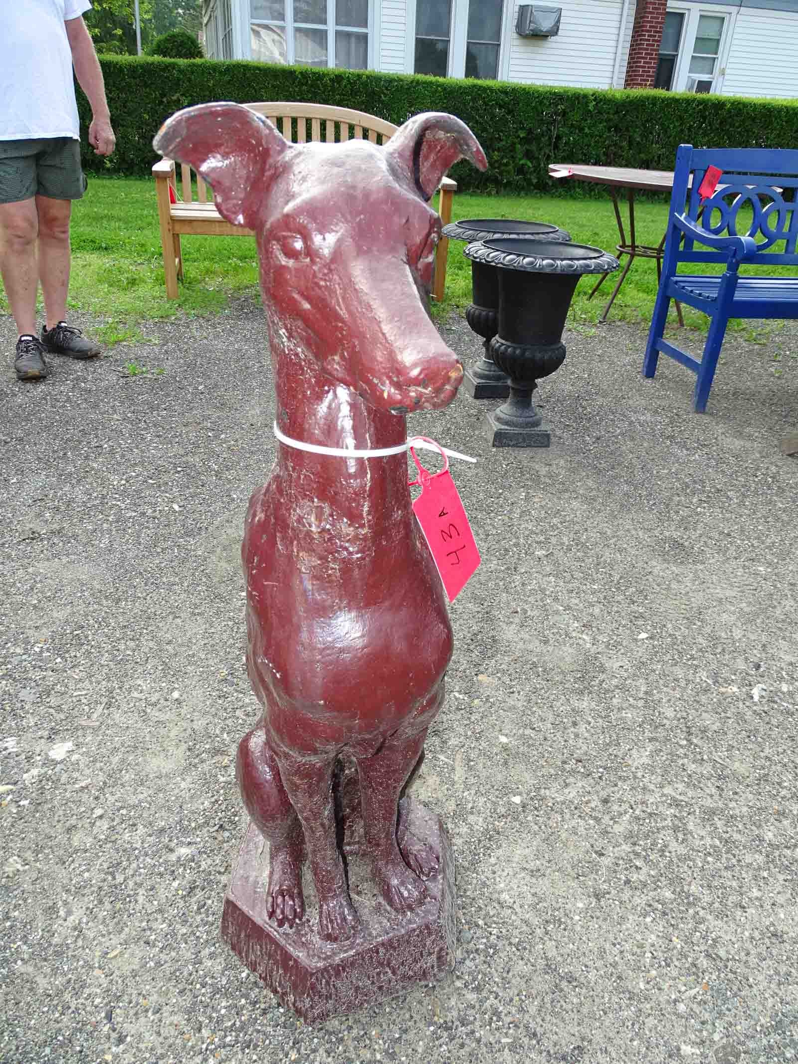 Cast Iron Dog Statue: Cast iron dog statue. 36" Ht..