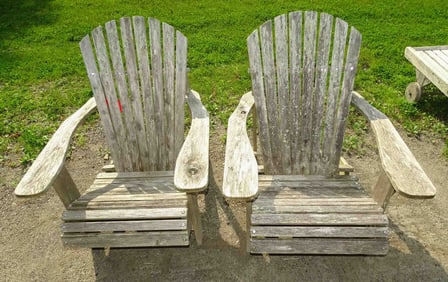 Pair of Teak Adirondack Chairs