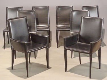 Set of (8) Leather Modern Design Chairs