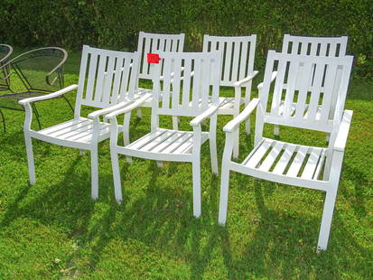 Set of Aluminum Chairs: Set of (6) aluminum outdoor . 16 1/2" seat Ht..