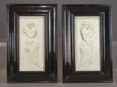 Pair 19th c. Framed Marble Plaques