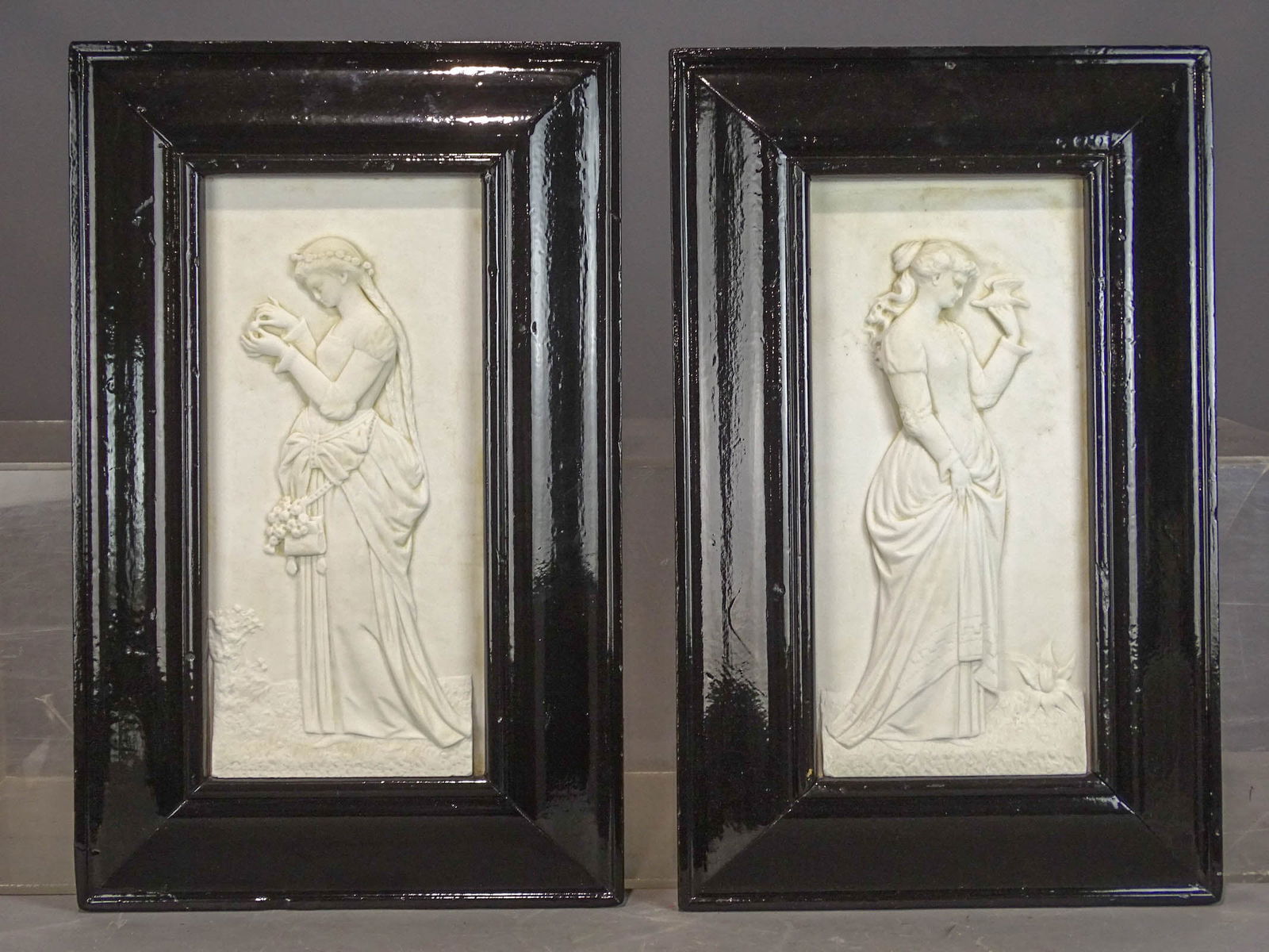 Pair 19th c. Framed Marble Plaques (1 of 8)