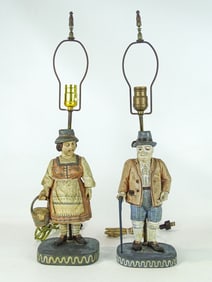 Pair Black Forest Lamps