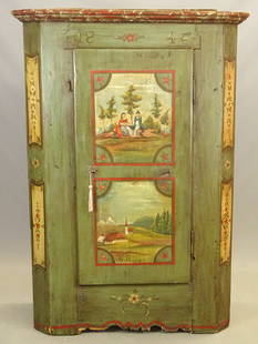 19th c. Armoire: 19th c. Continental paint decorated armoire. 50" x 20" x 70 1/2" Ht.