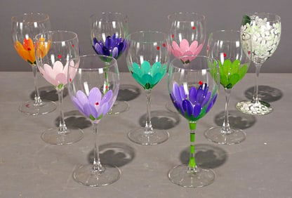 Set of Hand Painted Wine Glasses