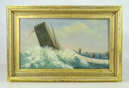 Painting: Seascape with Whale and Boat