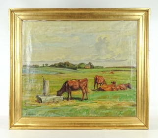 Painting: 19th c. Landscape with Horses