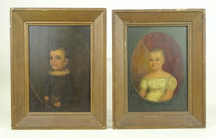 Pair 19th c. Portraits of Children