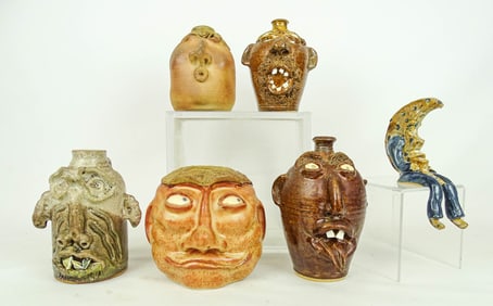 Pottery Face Jugs Lot