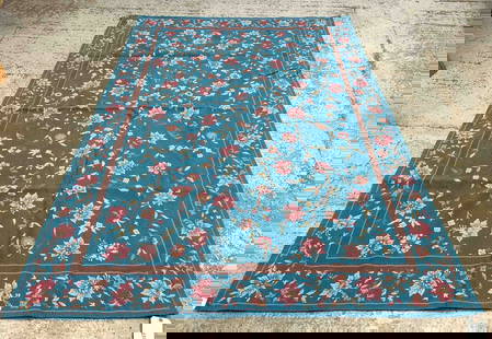 Needlepoint Rug: Needlepoint rug. 5' 4" x 7' 11".
