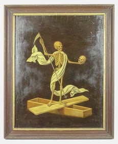 Painting: Skeleton on Casket
