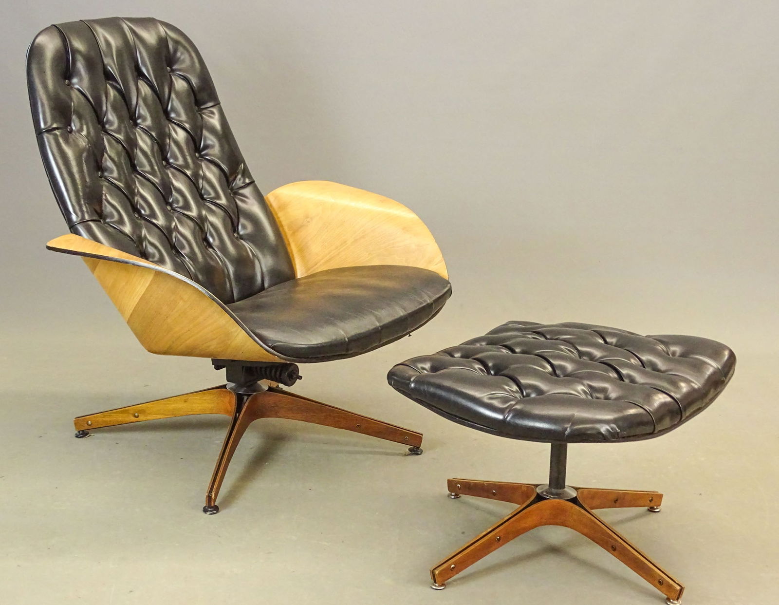 George Mulhauser for Plycraft Chair & Ottoman: George Mulhauser design for Plycraft. Chair and ottoman. Chair 36" x 25" x 38" Ht..