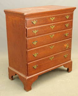 18th c. Semi-High Chest of Drawers: 18th c. semi-high painted drawers. Old surface. 38" x 20" x 44" Ht..