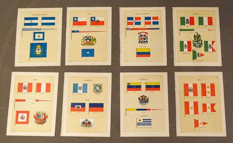 Ship Flags of South America Antique Print Set (8)