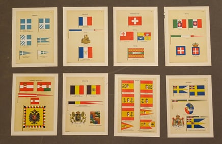 Ship Flags of Europe Antique Print Set (8)