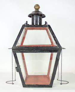 Lantern: Early hanging lantern, 22 1/2" ht.