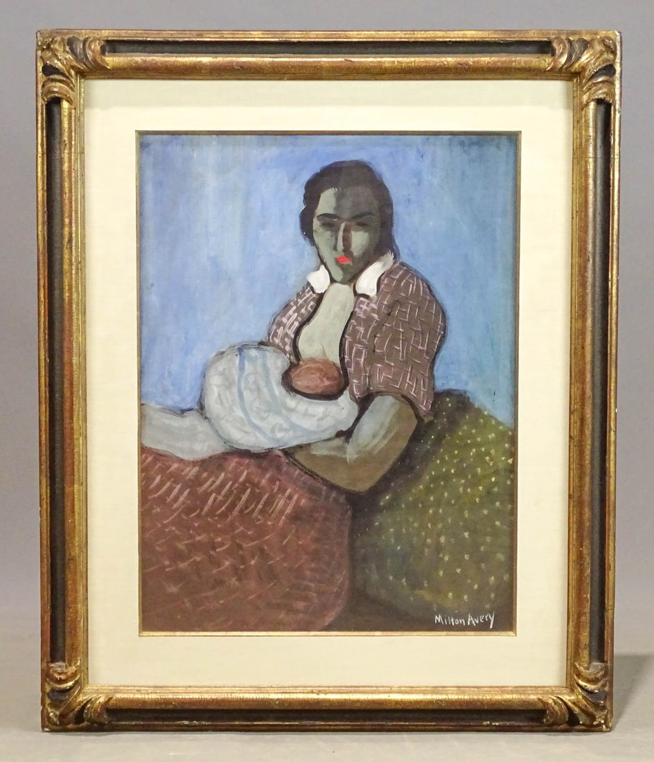 Milton Avery Print: Milton Avery photo copy print "Mother and Child". Frame overall 33 1/2" x 27 1/2".