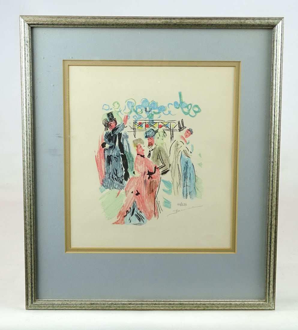 Raoul Dufy (1877-1953): Raoul Dufy (1877-1953), numbered print bearing his signature. "Hommage a Renoir" (created 1965). Sight 10" x 9", overall 15 1/2" x 13 1/2".