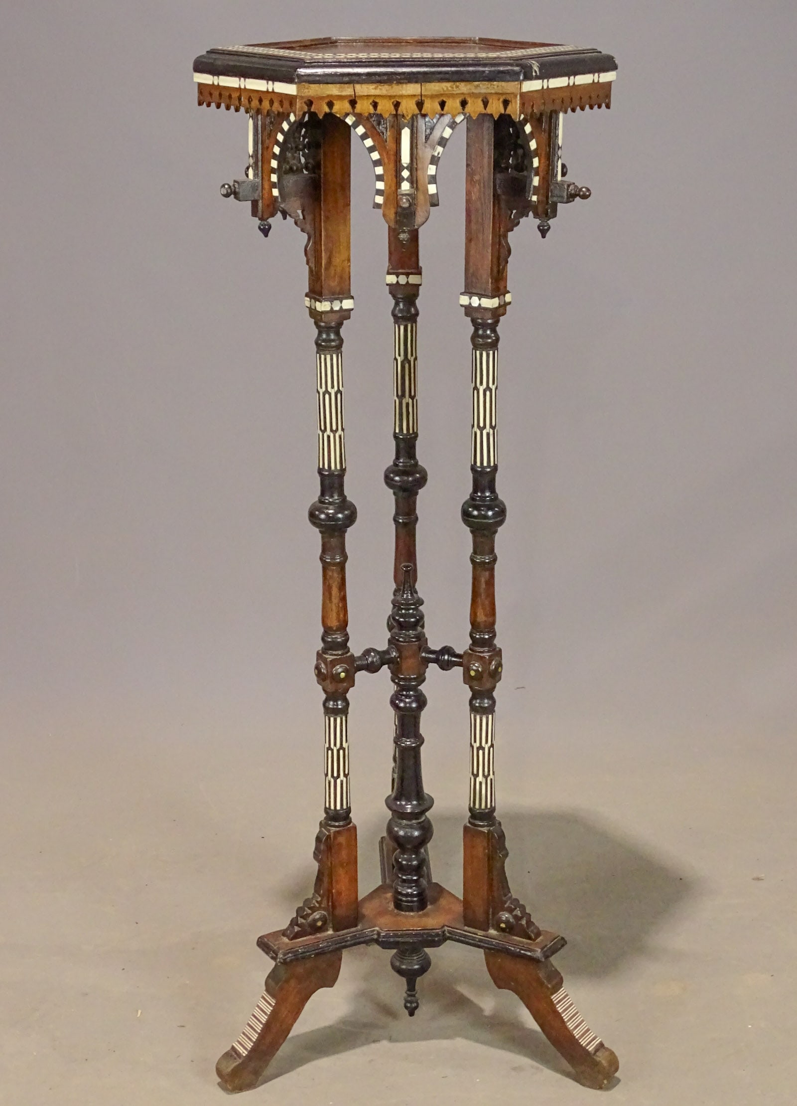 Moorish Pedestal: Moorish pedestal. 18" x 16" x 49" Ht..