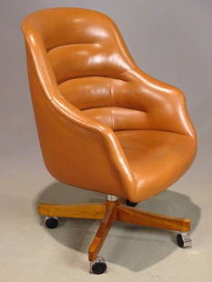 Modern Design Office Chair: Modern design office chair labeled "Ward Bennett For Brickel Associates". 18" seat Ht., 40" overall Ht..