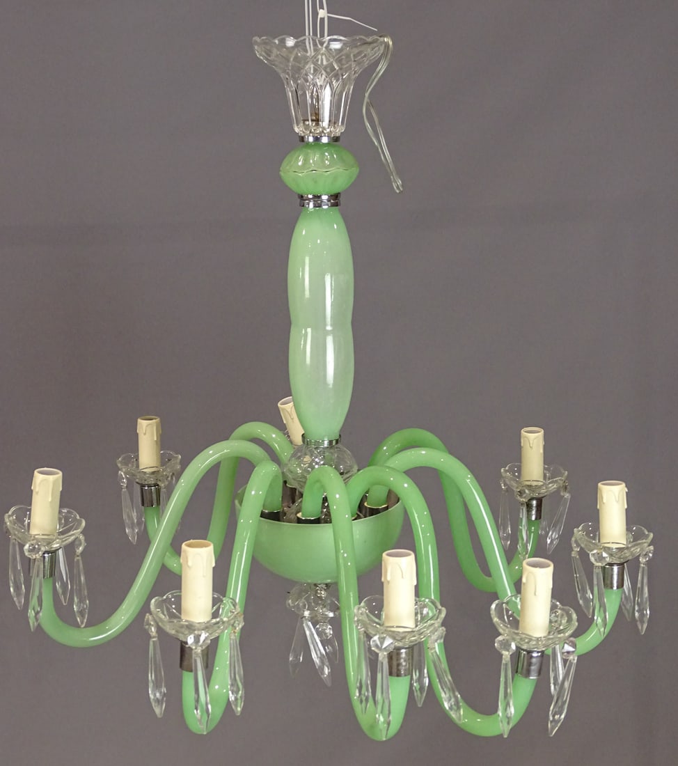 Murano Glass Chandelier: Murano glass chandelier. 26" D., 24" Ht..Note very fragile for shipping.